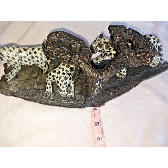 Heavy Snow Leopard Sculpture Carved Stone Big Cats Figurine Handmade Decor - Picture 4 of 14